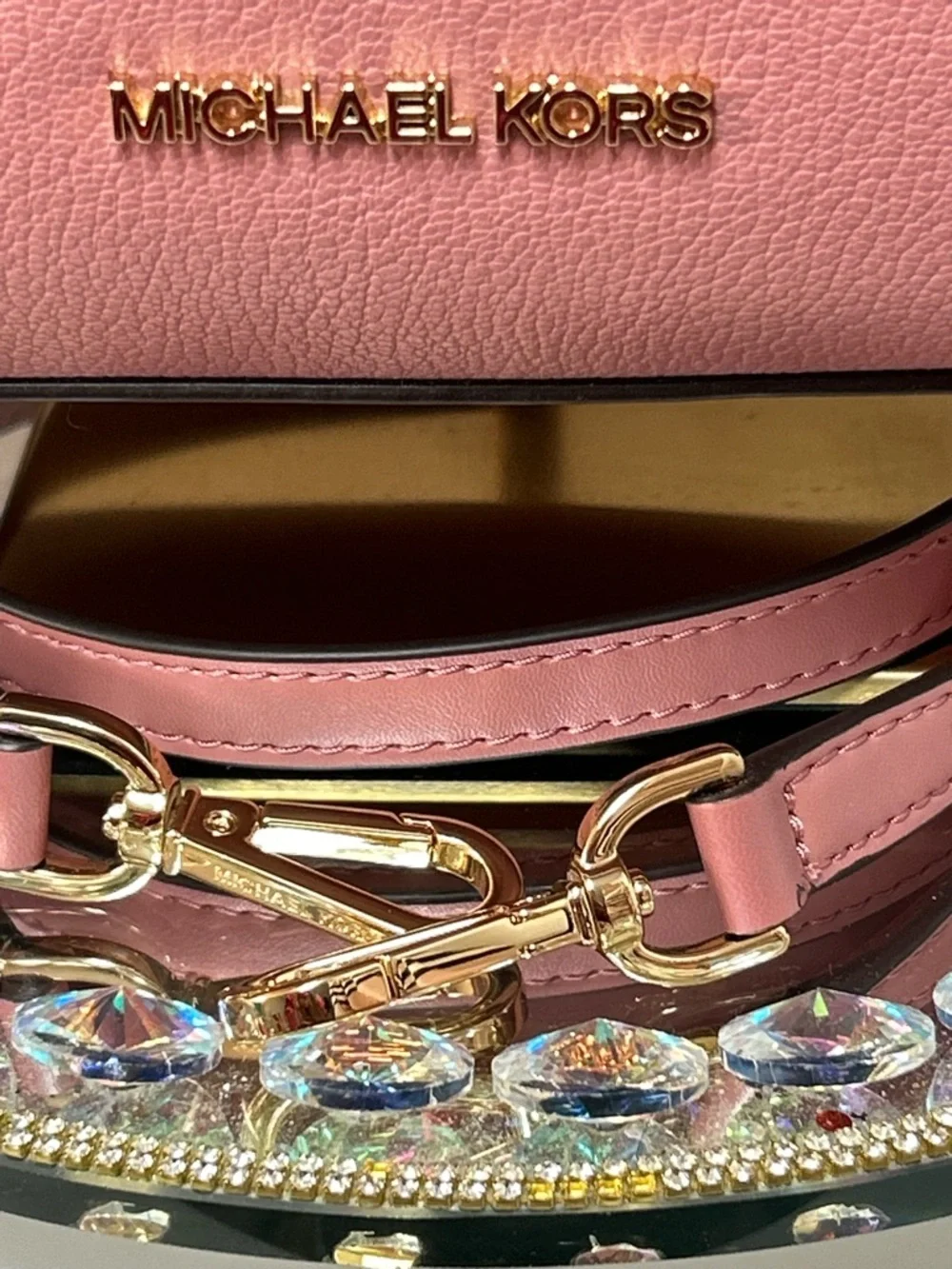 Michael Kors Rose Pink Leather Satchel with Gold-Tone Charm Approx. 12 x 10 x 6 - Picture 10 of 15